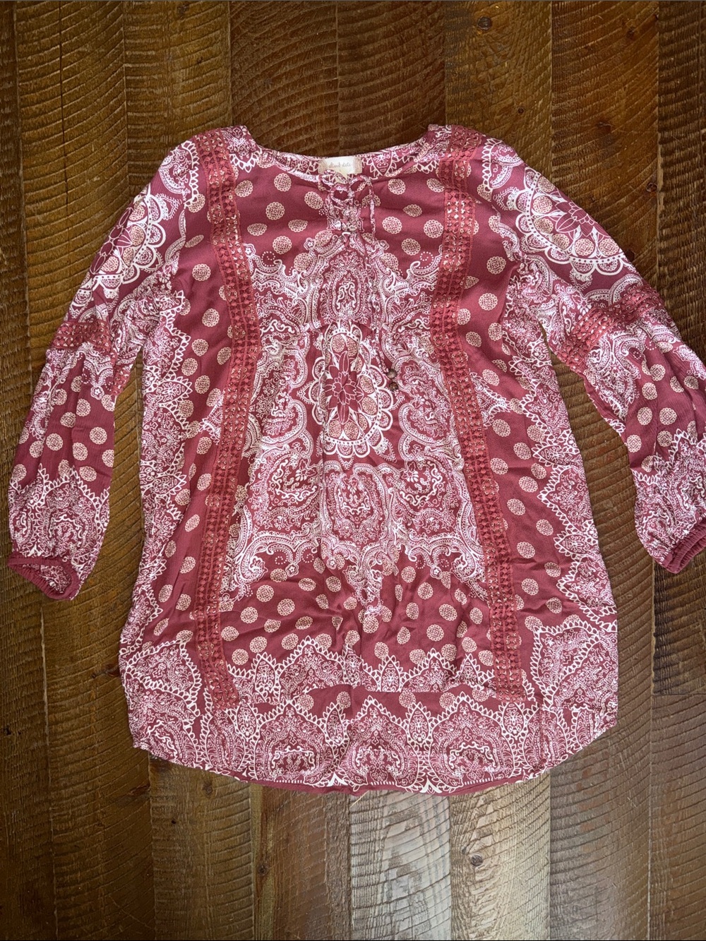 Altar'd State Mauve Paisley & Polka Dot Tunic